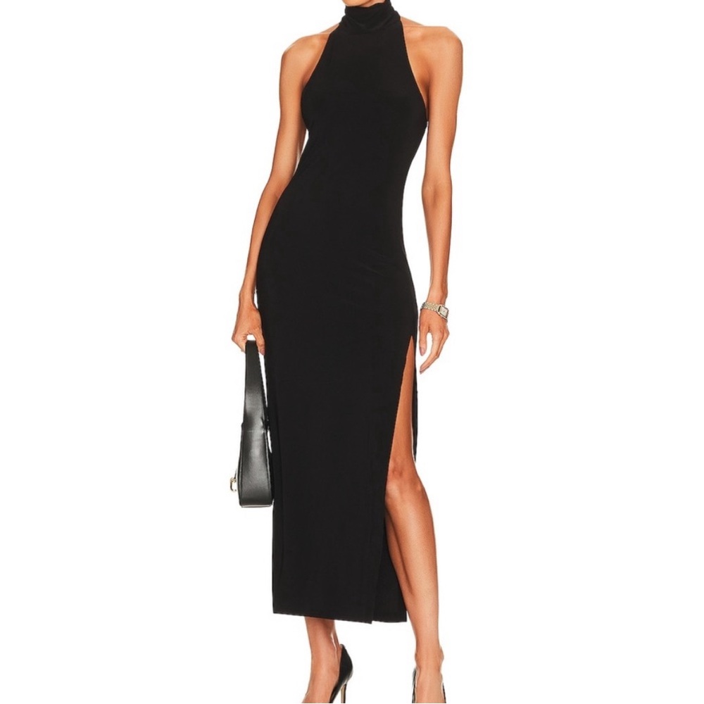 Norma Kamali - Halter Turtle Side Slit Gown